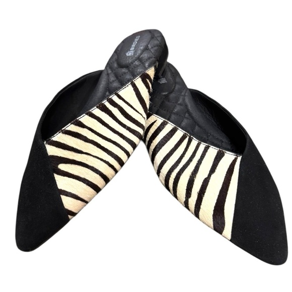 Birdies Swan Slides – Zebra Calf Hair & Suede – Size 7.5 – Excellent Condition - Picture 1 of 6